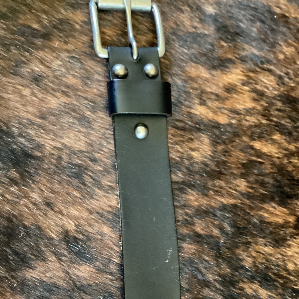 Vintage Old School Guess Black Leather Big Letter Belt - Picture 5 of 9